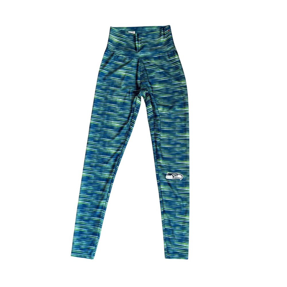 NFL Team Apparel Seattle Seahawks Womens Small Space Dye Leggings Navy Green